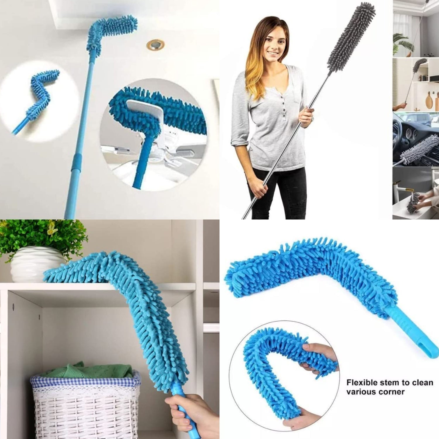 Long Handle Dust Cleaning Brush, Adjustable Microfiber dust Brush, Foldable Home appliances Ceiling Cleaner, Latest Home Improvement Products - infinityexculsivestore.com