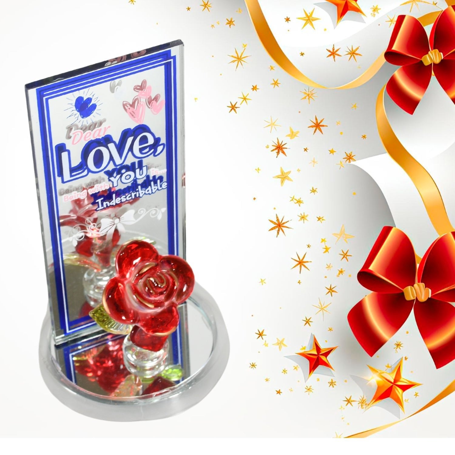 Lovely Rose Gift Showpiece, Love showpiece Valentine's Day Gift, Cute Anniversary, Wedding, Birthday, Boyfriend, Husband Romantic Unique Gift Set, Home Decoration Gift Set (1 Pc) - infinityexculsivestore.com