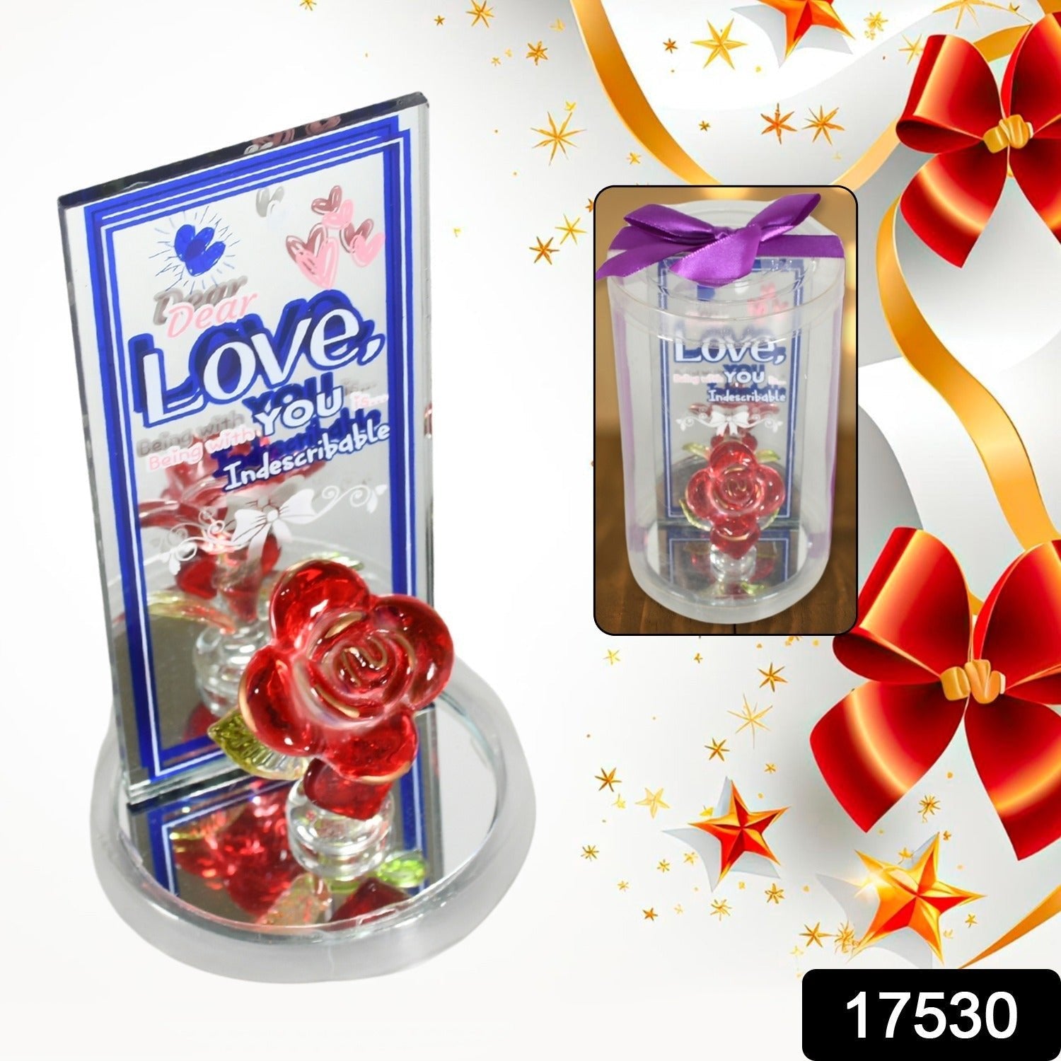 Lovely Rose Gift Showpiece, Love showpiece Valentine's Day Gift, Cute Anniversary, Wedding, Birthday, Boyfriend, Husband Romantic Unique Gift Set, Home Decoration Gift Set (1 Pc) - infinityexculsivestore.com