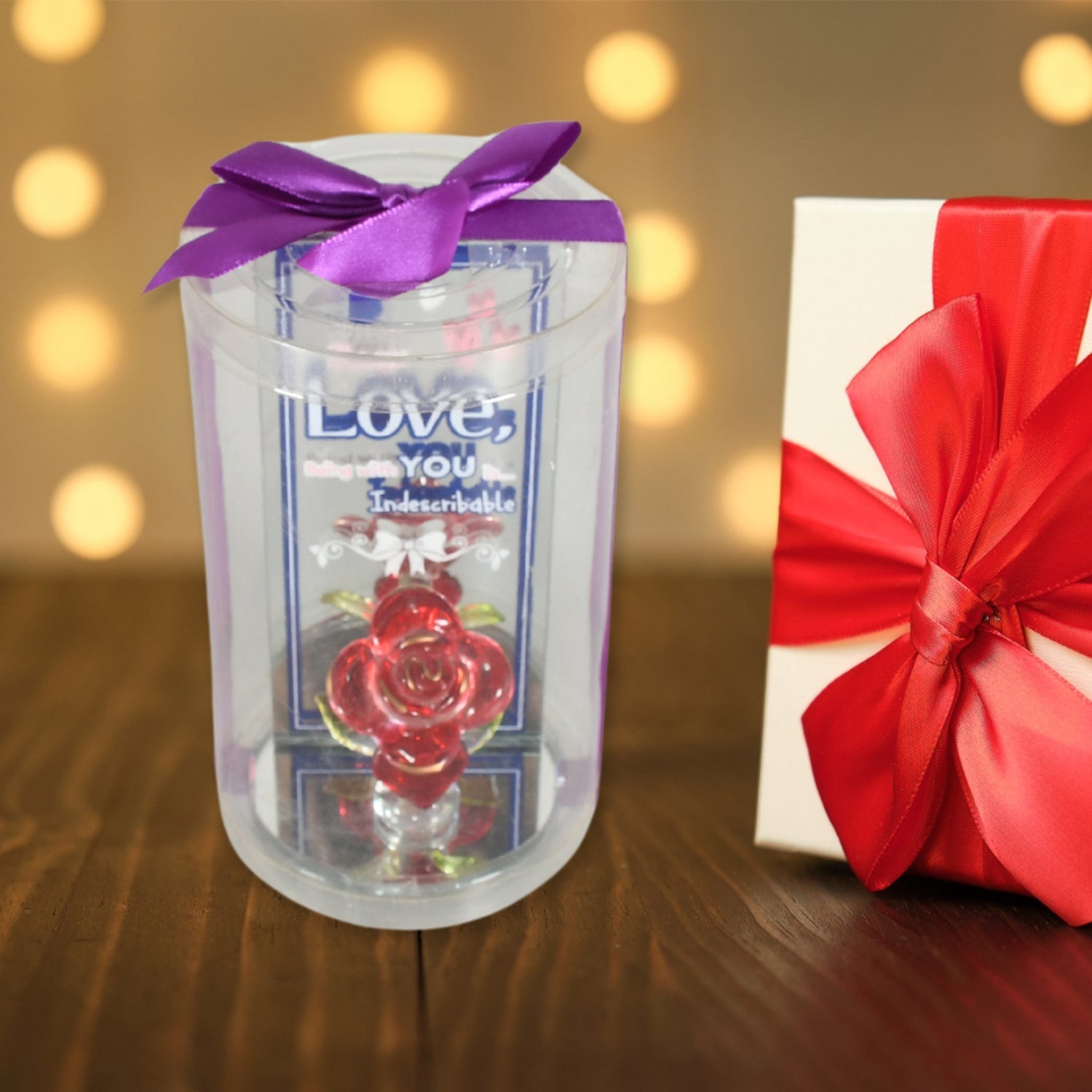 Lovely Rose Gift Showpiece, Love showpiece Valentine's Day Gift, Cute Anniversary, Wedding, Birthday, Boyfriend, Husband Romantic Unique Gift Set, Home Decoration Gift Set (1 Pc) - infinityexculsivestore.com