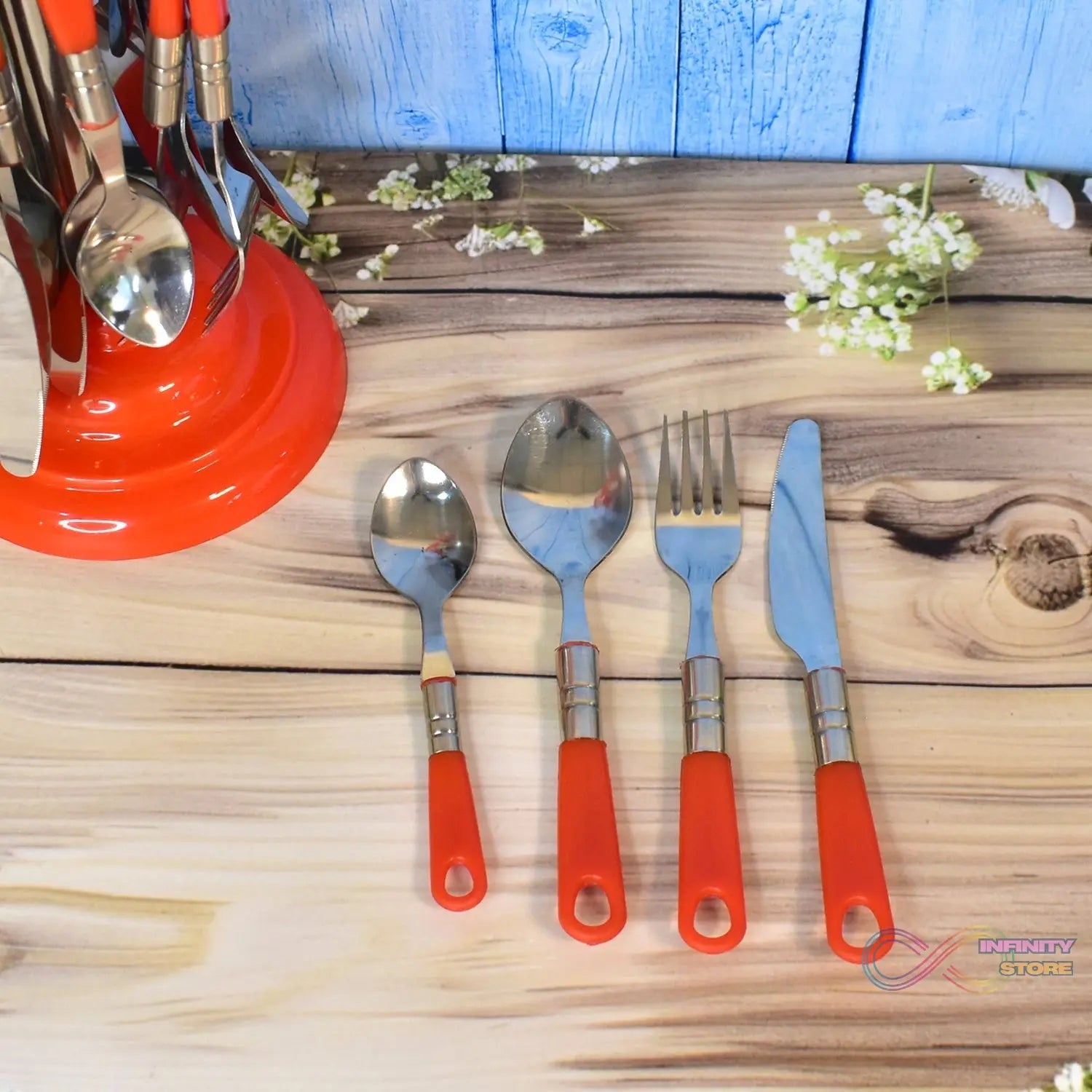 Luxury Cutlery Set for Dining Table Stainless Steel 26 - Piece Set With Stand (1 Set - infinityexculsivestore.com