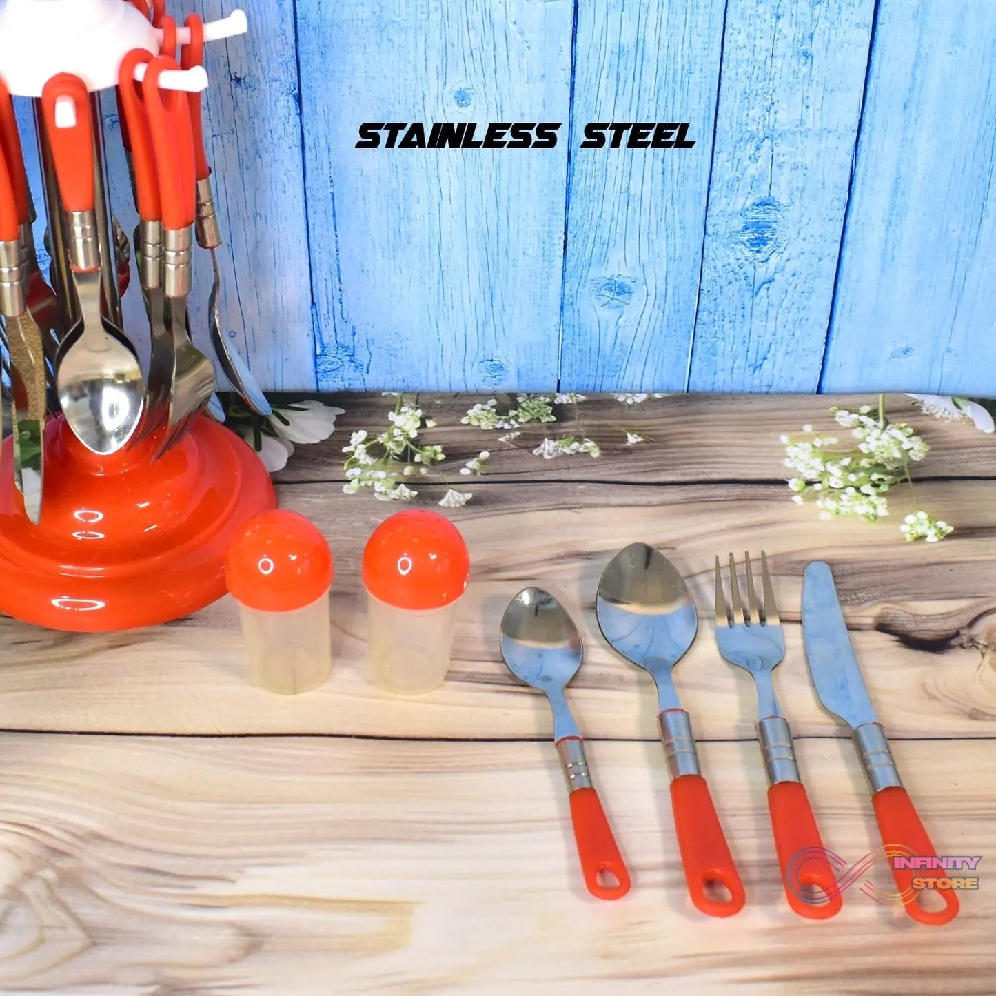Luxury Cutlery Set for Dining Table Stainless Steel 26 - Piece Set With Stand (1 Set - infinityexculsivestore.com
