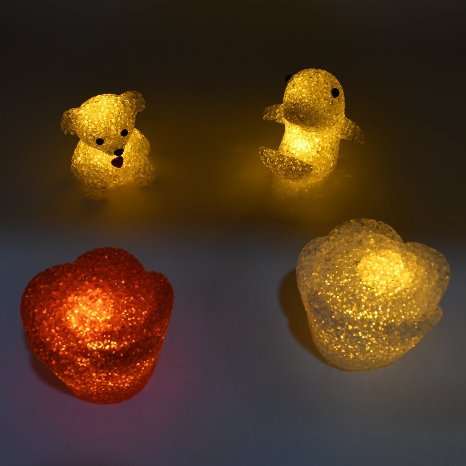 MULTI SHAPE SMALL LIGHT LAMPS LED SHAPE CRYSTAL NIGHT LIGHT LAMP (6 PC SET) - infinityexculsivestore.com