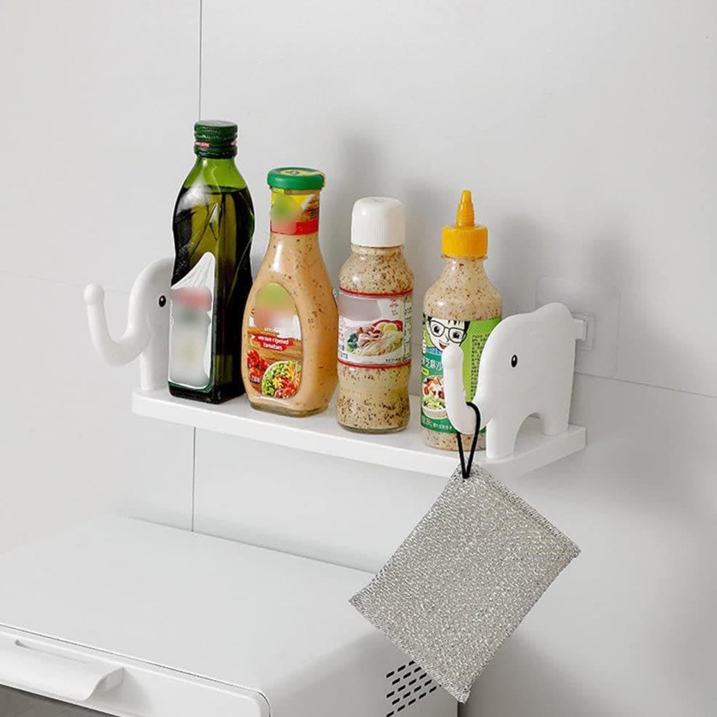 MULTIFUNCTIONAL ELEPHANT SHAPED STORAGE SHELF, NO PUNCHING WALL MOUNTED MINI STORAGE RACK, CREATIVE CUTE ELEPHANT SHELF ORGANIZER FOR KITCHEN BATHROOM BEDROOM STUDY - infinityexculsivestore.com