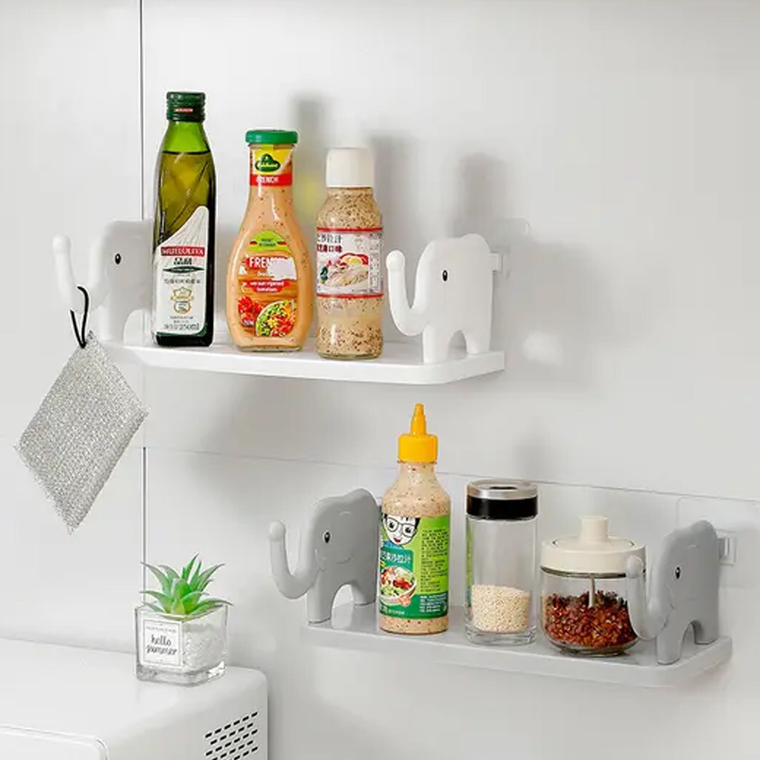 MULTIFUNCTIONAL ELEPHANT SHAPED STORAGE SHELF, NO PUNCHING WALL MOUNTED MINI STORAGE RACK, CREATIVE CUTE ELEPHANT SHELF ORGANIZER FOR KITCHEN BATHROOM BEDROOM STUDY - infinityexculsivestore.com