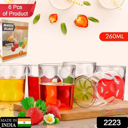 Magic Glass Clear Glass Bubble Water Juice Glasses (6 Pcs Set) - infinityexculsivestore.com