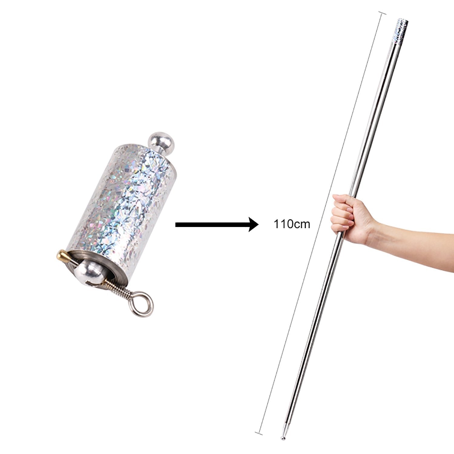Magic Toy Metal High Elasticity Steel Silver Appearing Cane Magic Toy Magic Steel - infinityexculsivestore.com