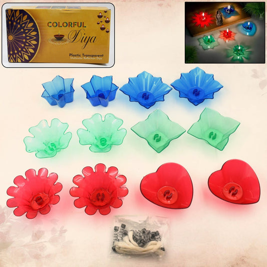 Magical Reflection Diya Set with 6 Attractive Design Cup Set Of 12 Pieces - infinityexculsivestore.com