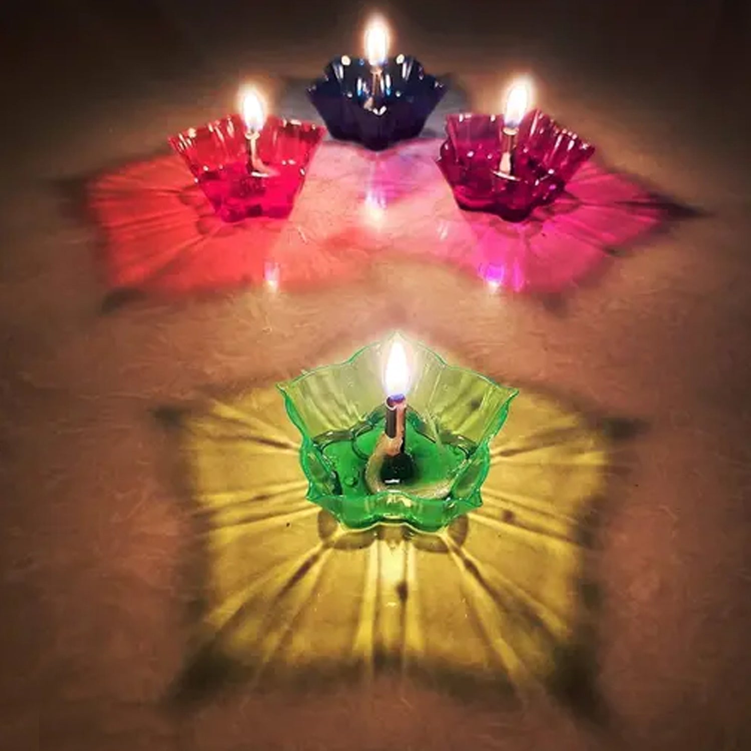 Magical Reflection Diya Set with 6 Attractive Design Cup Set Of 12 Pieces - infinityexculsivestore.com