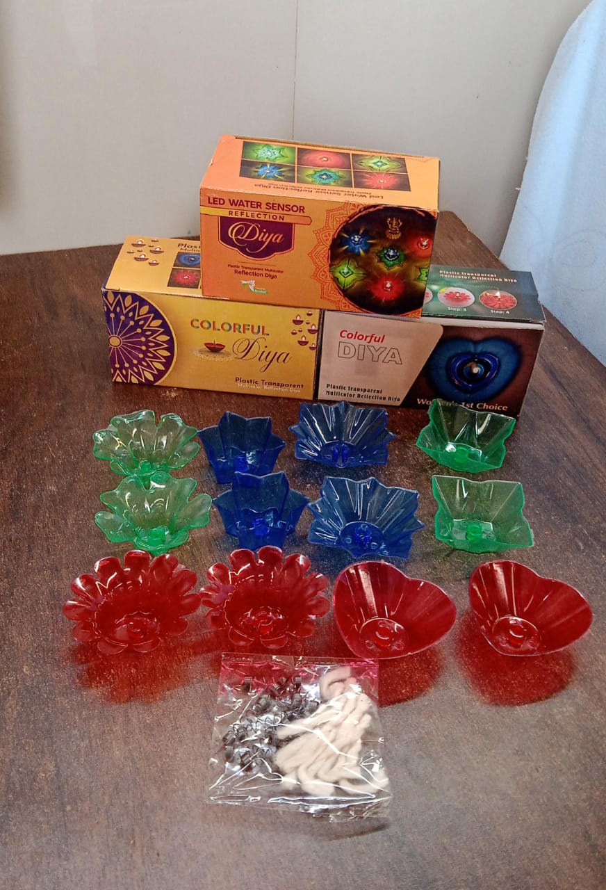 Magical Reflection Diya Set with 6 Attractive Design Cup Set Of 12 Pieces - infinityexculsivestore.com