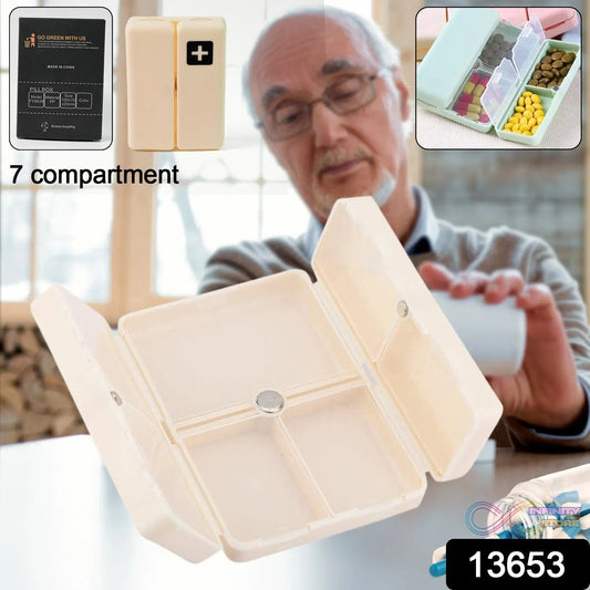 Magnetic Pill Organizer, 7 Compartments Portable Pill Case (1 Pc) - infinityexculsivestore.com