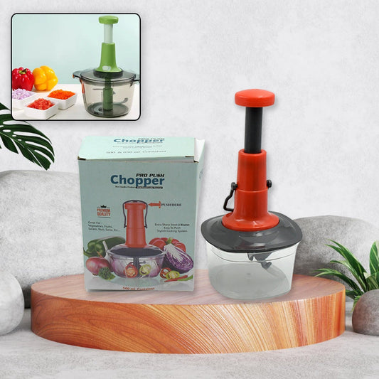 Manual Food Chopper (650ml): 3 Stainless Steel Blades, Locking System, Anti - Slip Base - infinityexculsivestore.com