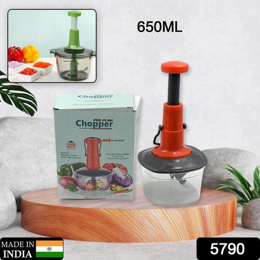 Manual Food Chopper (650ml): 3 Stainless Steel Blades, Locking System, Anti - Slip Base - infinityexculsivestore.com