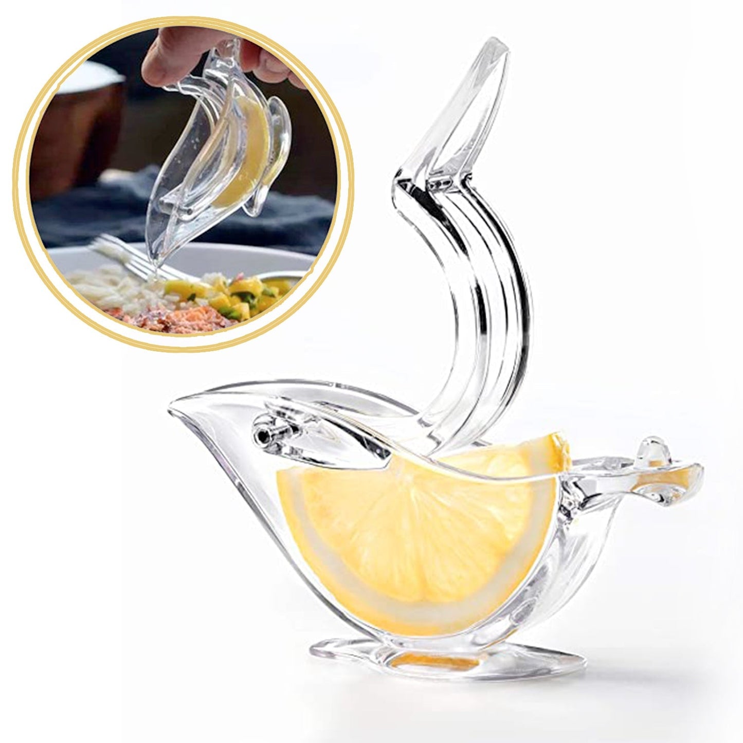 Manual Lemon Slice Squeezer - Portable Transparent Fruit Juicer, Bird - Shaped Hand Juicer for Orange, Lemon & Lime (Color Box) - infinityexculsivestore.com