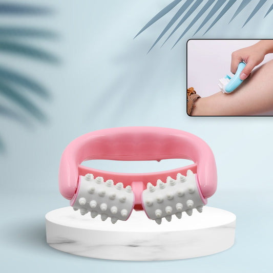 Manual Round Handle Plastic 2 Rollers Massage Roller Cellulite Roller for Legs, Arms, Back, Muscle Pain Relief and Muscle Relaxation - infinityexculsivestore.com