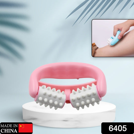 Manual Round Handle Plastic 2 Rollers Massage Roller Cellulite Roller for Legs, Arms, Back, Muscle Pain Relief and Muscle Relaxation - infinityexculsivestore.com