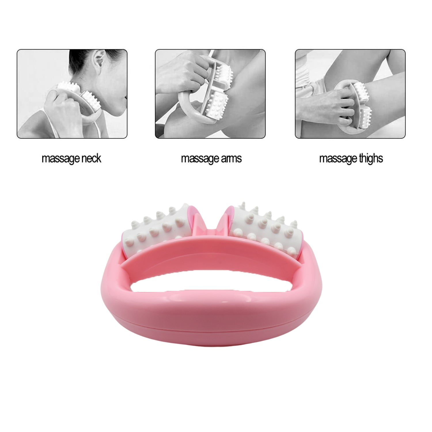 Manual Round Handle Plastic 2 Rollers Massage Roller Cellulite Roller for Legs, Arms, Back, Muscle Pain Relief and Muscle Relaxation - infinityexculsivestore.com