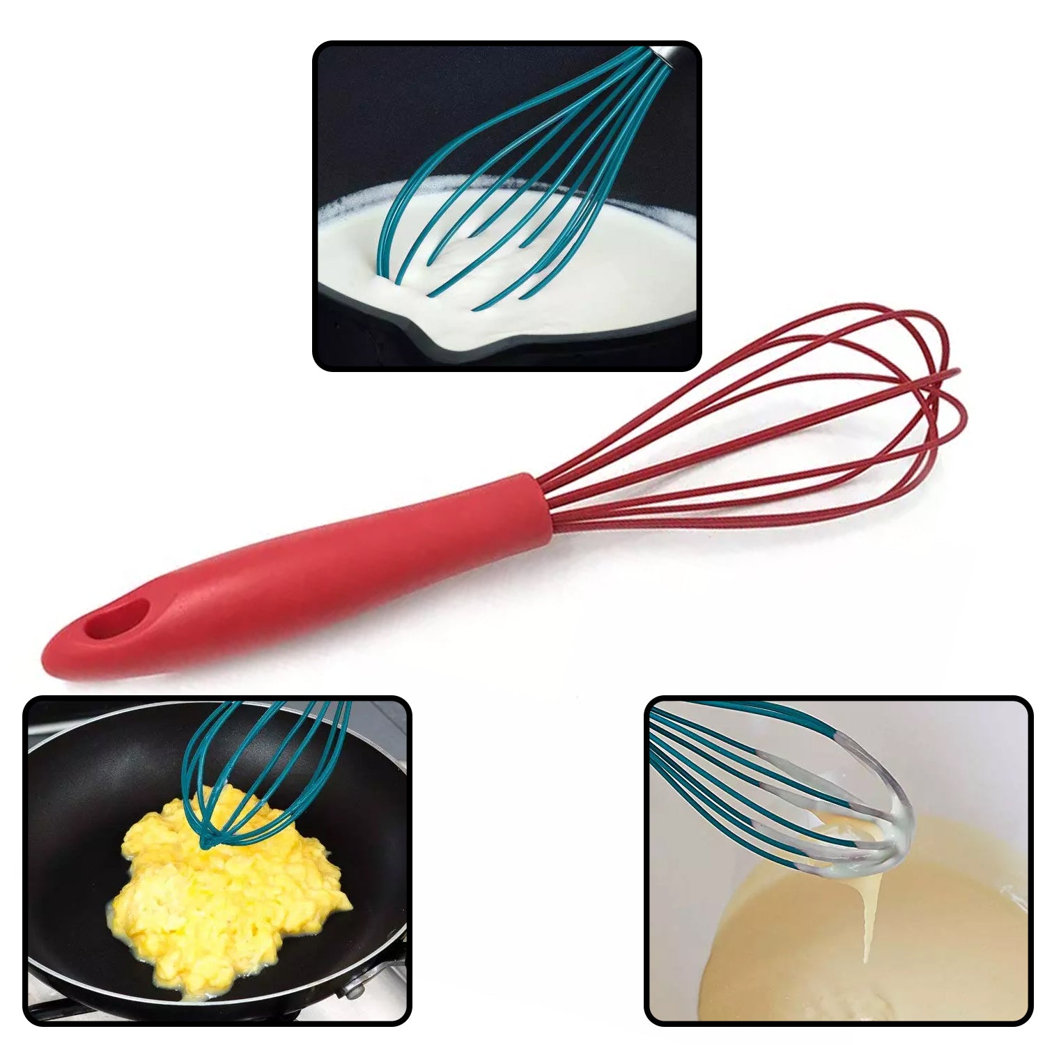 Manual Whisk Mixer Silicone Whisk, Cream Whisk, Flour Mixer, Rotary Egg Mixer, Kitchen Baking Tool. - infinityexculsivestore.com