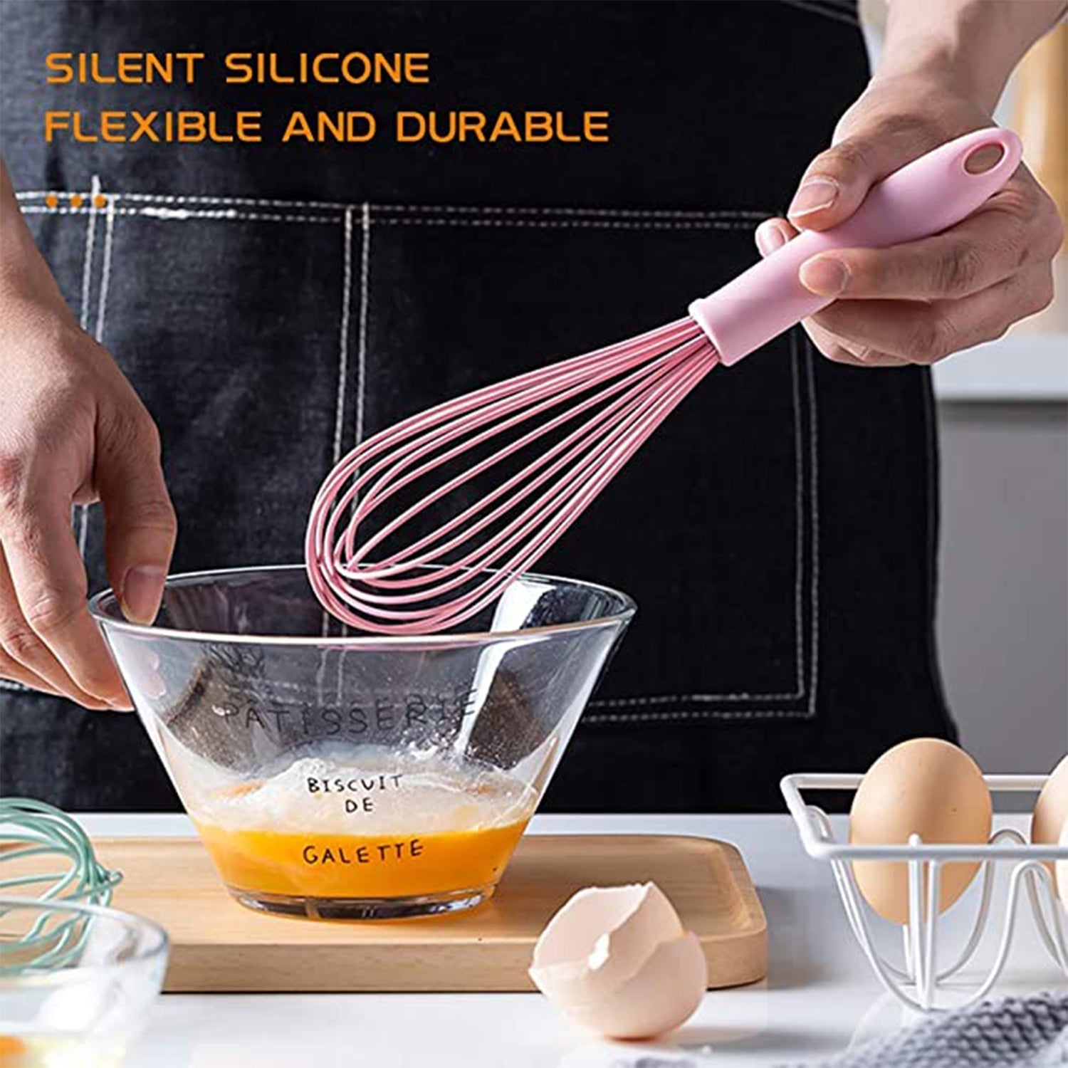 Manual Whisk Mixer Silicone Whisk, Cream Whisk, Flour Mixer, Rotary Egg Mixer, Kitchen Baking Tool. - infinityexculsivestore.com
