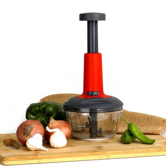 Matte Finish Hand Press Chopper with 3 Blades for Easy Vegetable & Fruit Chopping - infinityexculsivestore.com