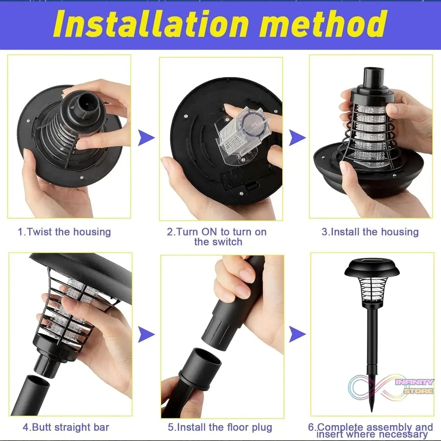 Medium Garden Solar Powered LED Mosquito Trap / Bug Zapper (1 Pc) - infinityexculsivestore.com