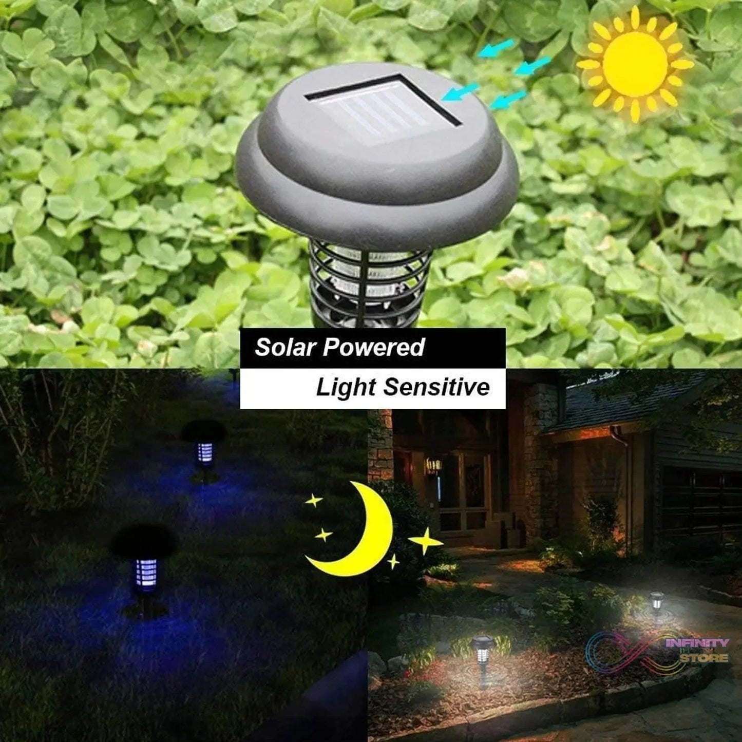 Medium Garden Solar Powered LED Mosquito Trap / Bug Zapper (1 Pc) - infinityexculsivestore.com