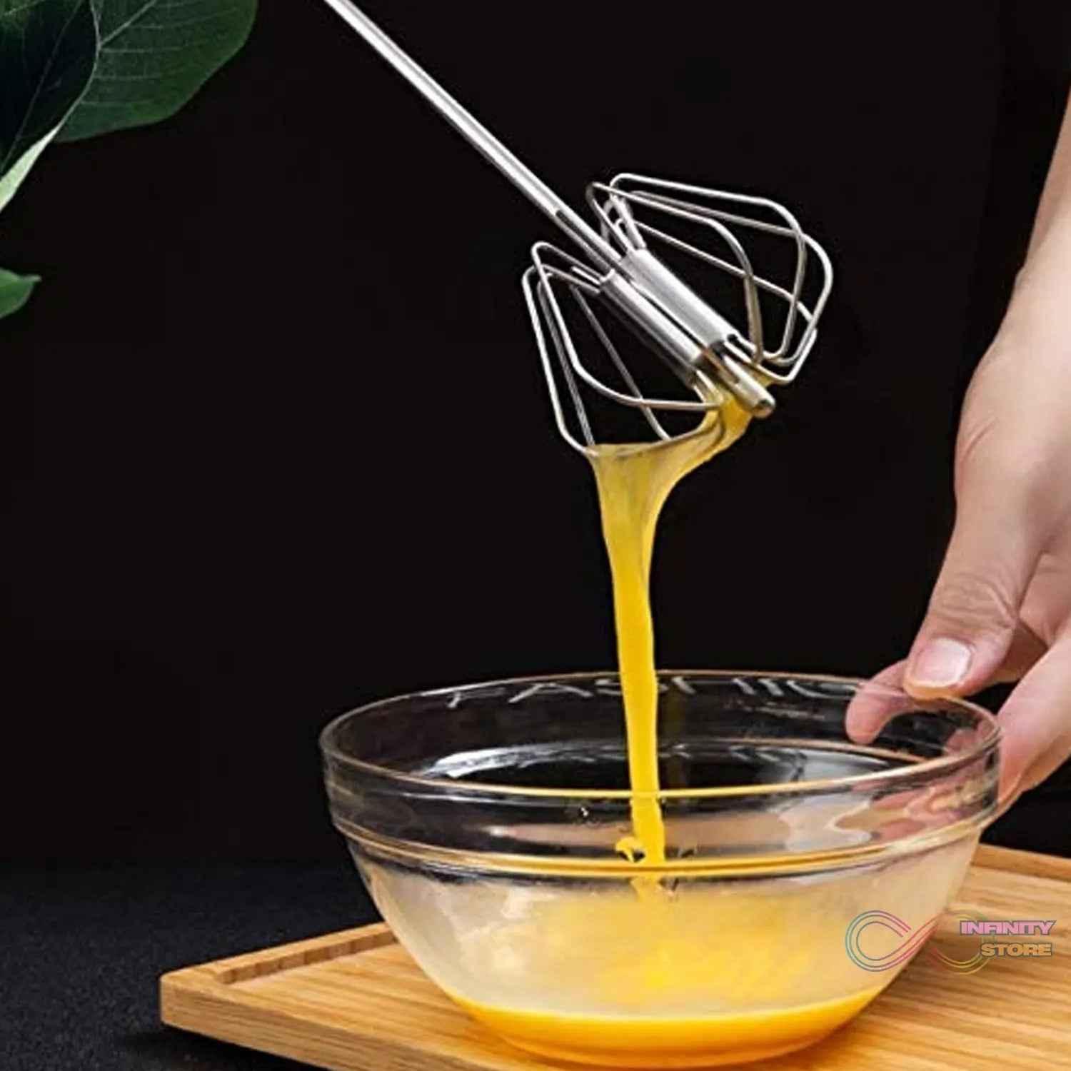 Medium Stainless Steel Egg Whisk, Hand Push Rotary Whisk Blender (1 Pc / 30 Cm) - infinityexculsivestore.com