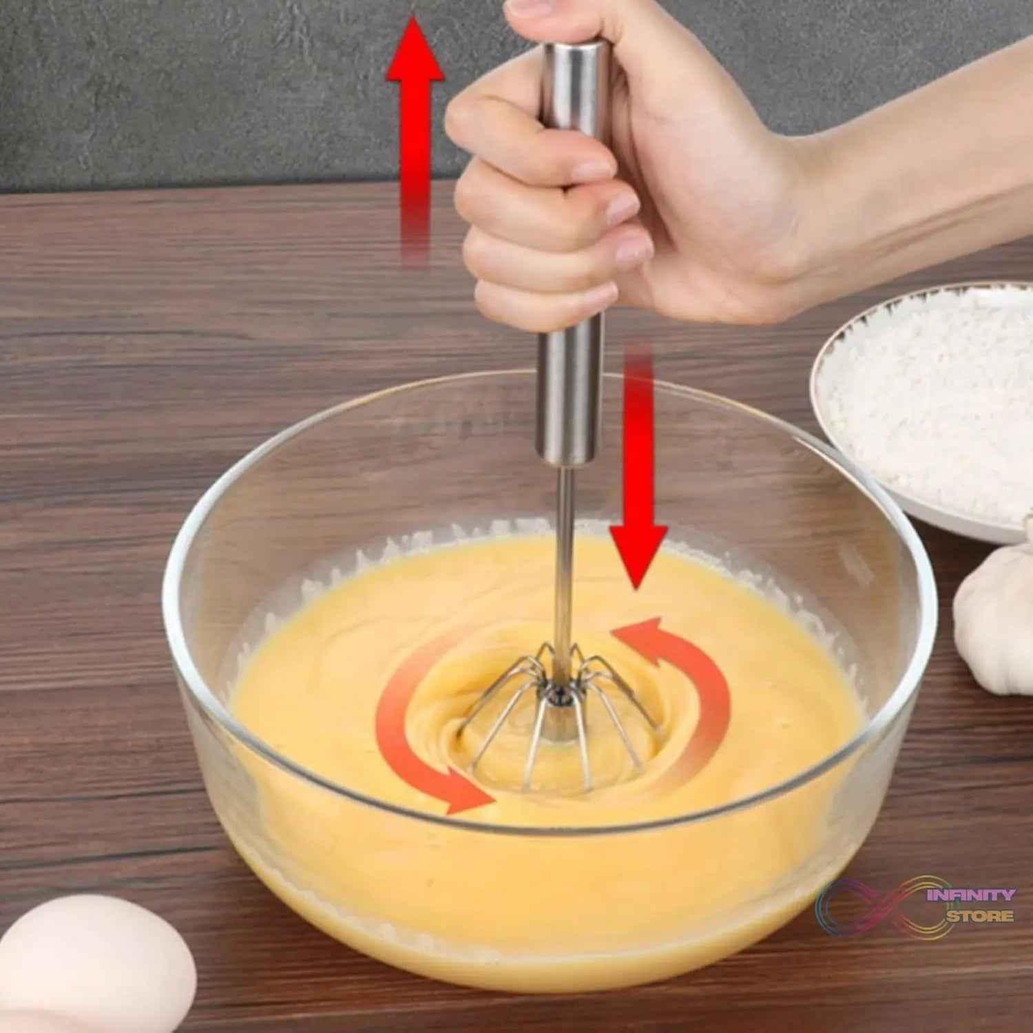 Medium Stainless Steel Egg Whisk, Hand Push Rotary Whisk Blender (1 Pc / 30 Cm) - infinityexculsivestore.com