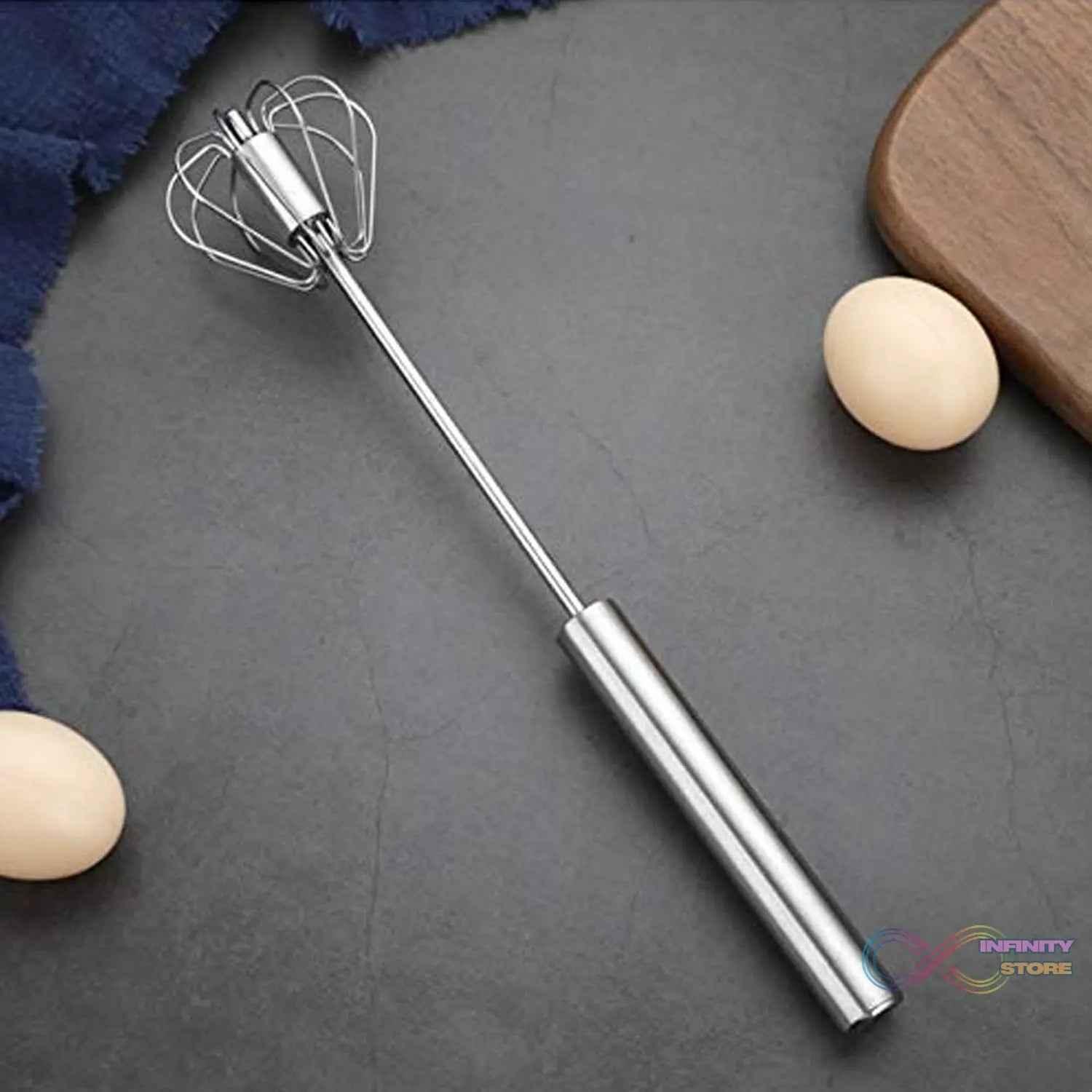 Medium Stainless Steel Egg Whisk, Hand Push Rotary Whisk Blender (1 Pc / 30 Cm) - infinityexculsivestore.com