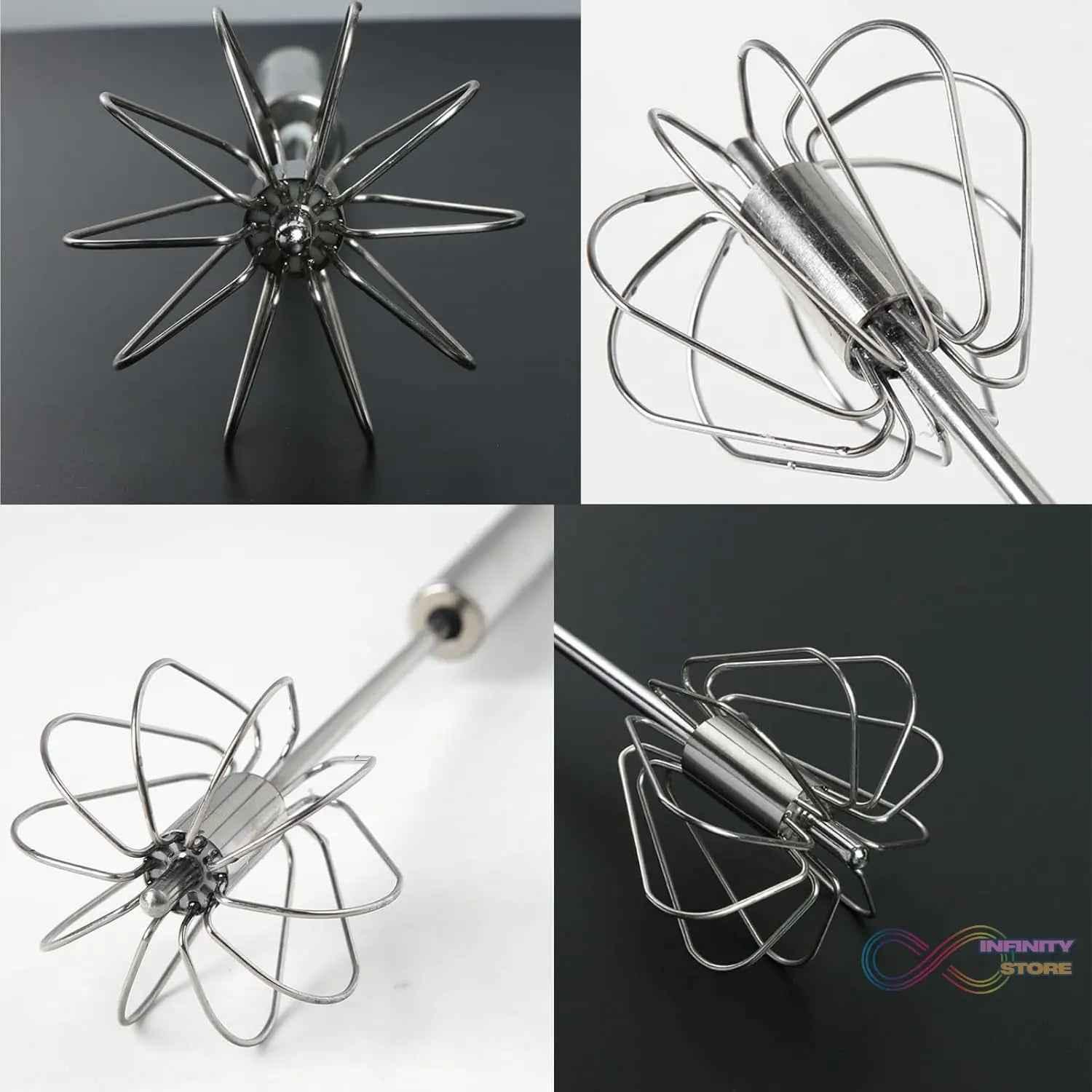 Medium Stainless Steel Egg Whisk, Hand Push Rotary Whisk Blender (1 Pc / 30 Cm) - infinityexculsivestore.com