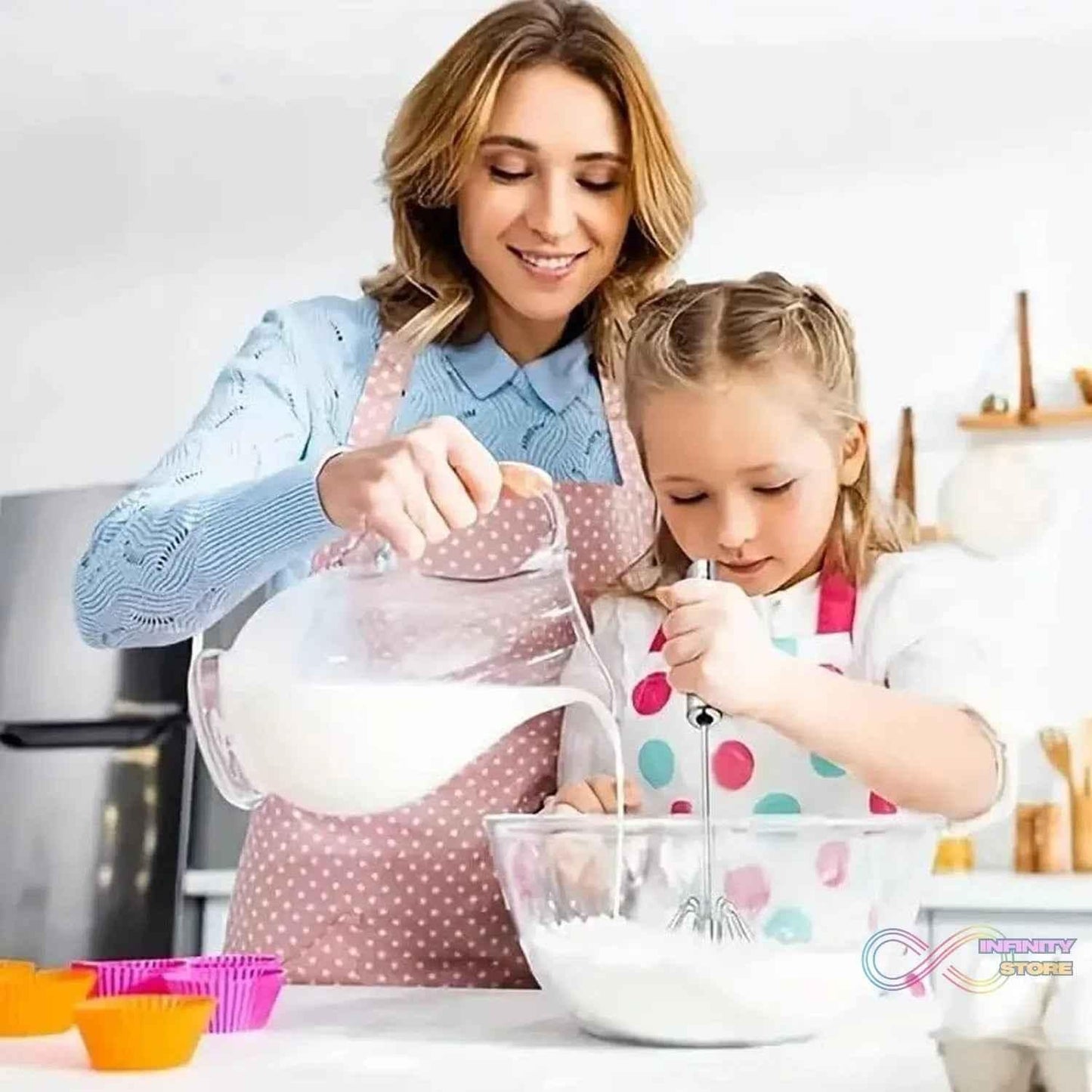 Medium Stainless Steel Egg Whisk, Hand Push Rotary Whisk Blender (1 Pc / 30 Cm) - infinityexculsivestore.com