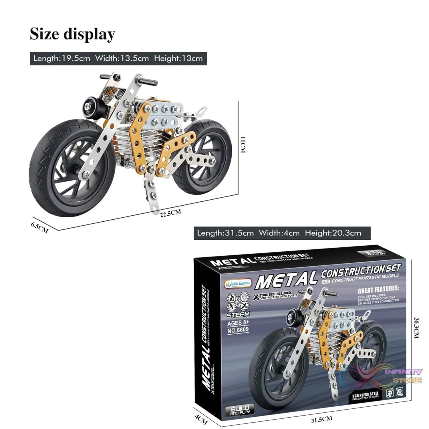 Metal DIY Bike Building Blocks for Kids (bike 162 pc of Bike Tool / 1 Set】 - infinityexculsivestore.com