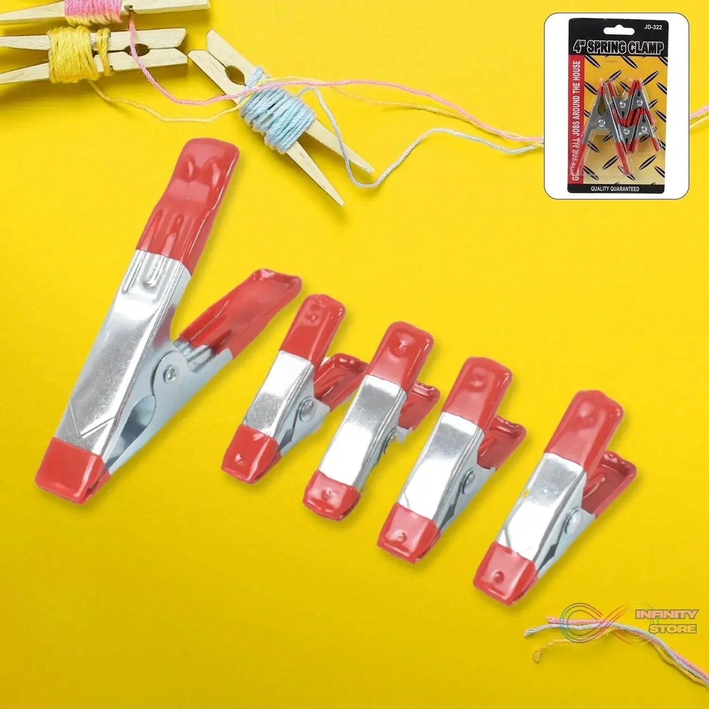 Metal Spring Clamps, Heavy Duty Spring Metal Clips Clamp (5 Pcs Set) - infinityexculsivestore.com