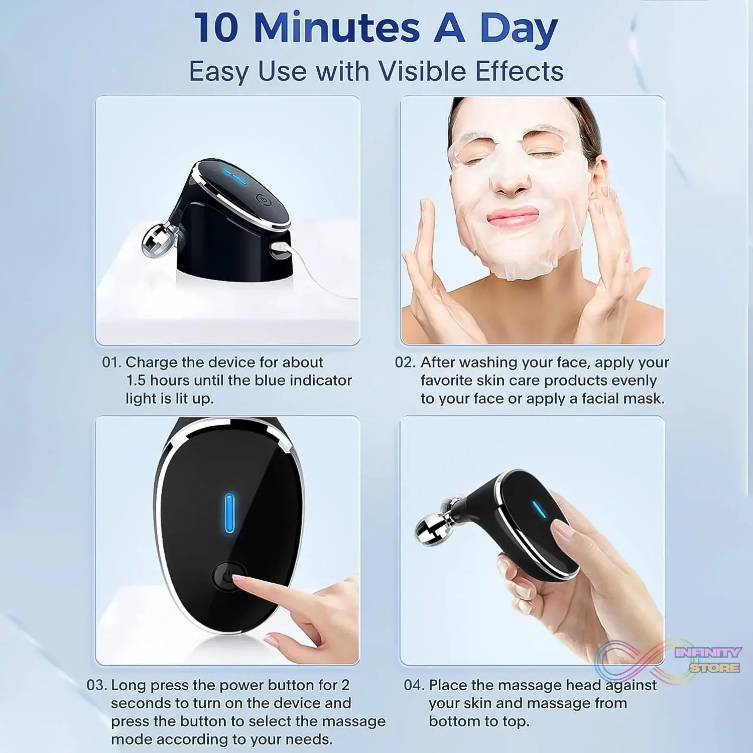 Microcurrent - Facial - Device, Micro current Face Massager Roller (1 Pc) - infinityexculsivestore.com