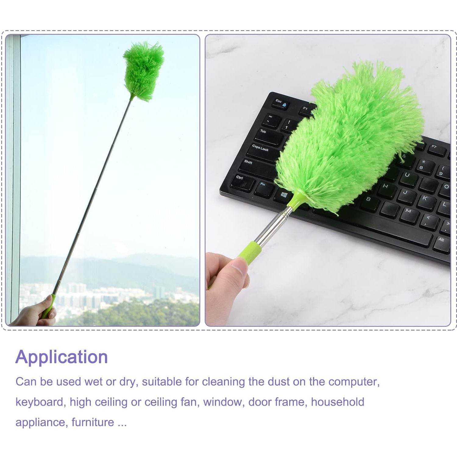 Adjustable Long Handle, Microfiber Duster for Cleaning, Microfiber Hand Duster Washable Microfiber Cleaning Tool Extendable Dusters for Cleaning Office, Car, Computer, Air Condition, Washable Duster - infinityexculsivestore.com