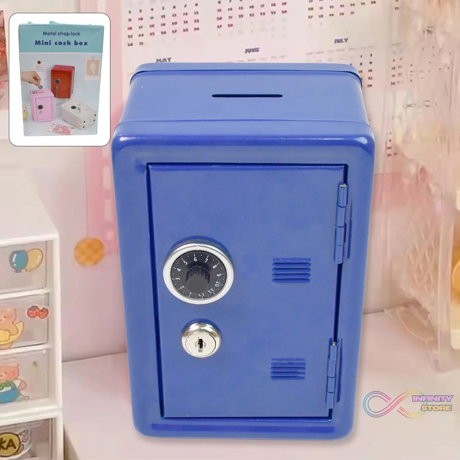Mini Metal Cash Box, Safe Creative Piggy Bank with 2 Key (1 Pc) - infinityexculsivestore.com