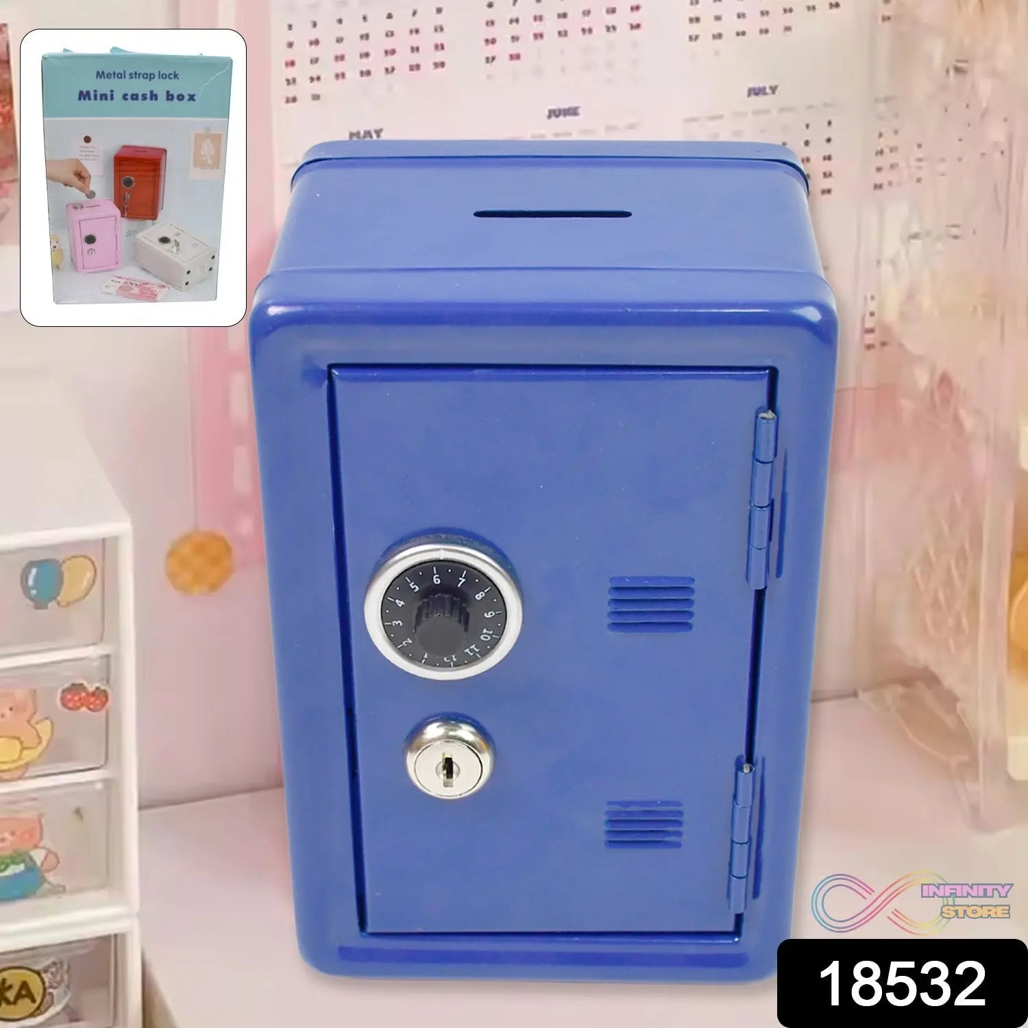 Mini Metal Cash Box, Safe Creative Piggy Bank with 2 Key (1 Pc) - infinityexculsivestore.com