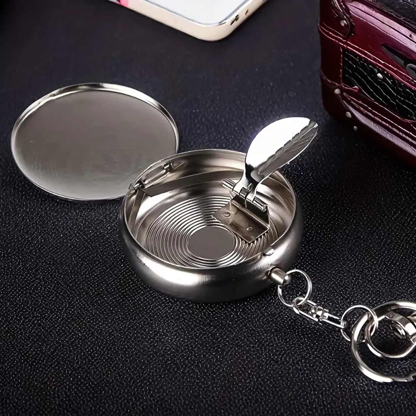 Mini Pocket SS Ashtray with keyring (1pc) - infinityexculsivestore.com