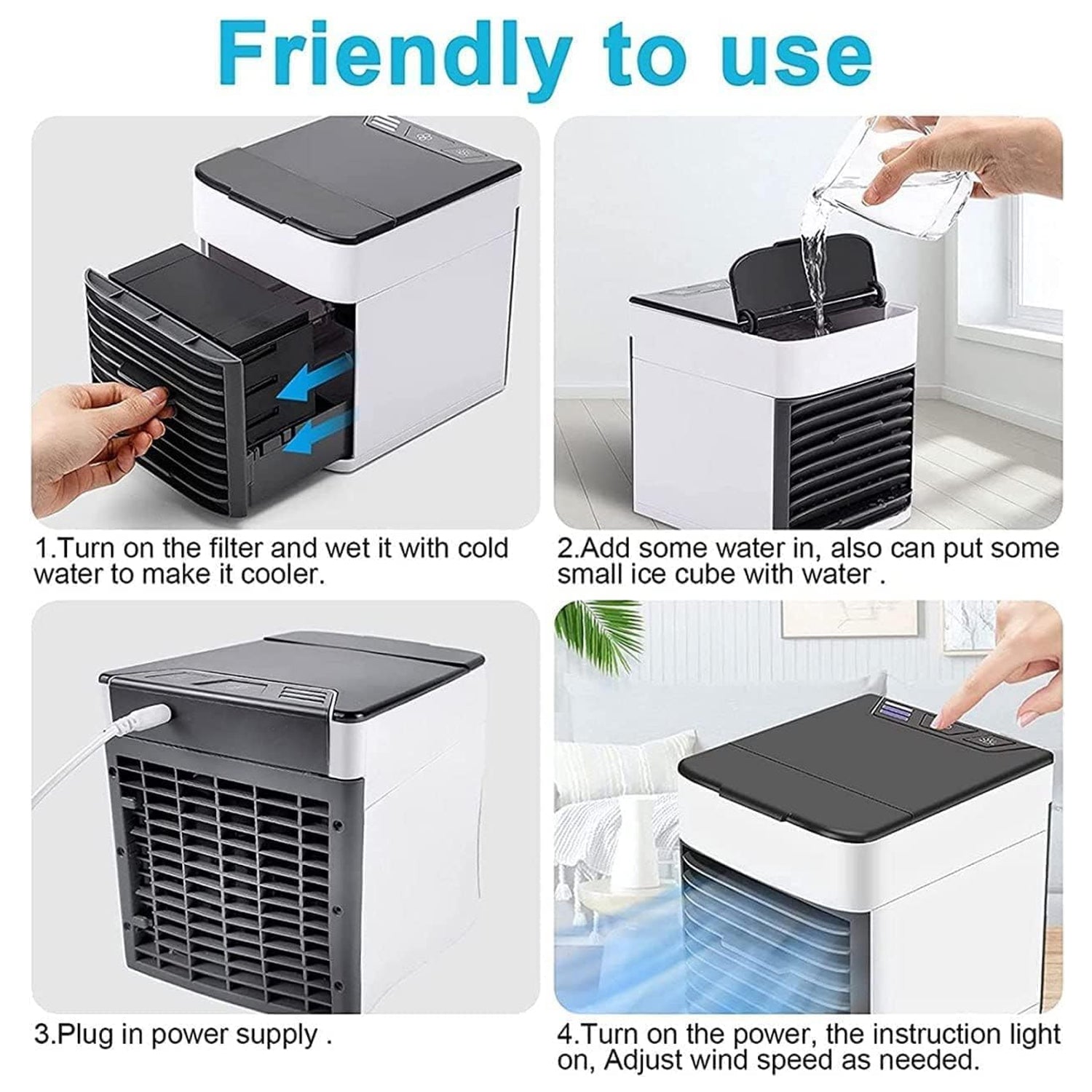 Mini Portable Air Cooler with LED Light & Water Fill - infinityexculsivestore.com