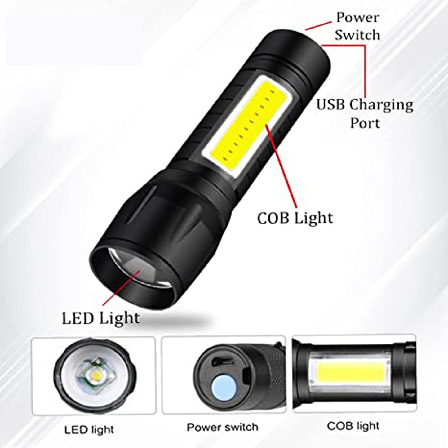 Mini Search Rechargeable LED Long Range Flashlight Emergency Light Torch - infinityexculsivestore.com