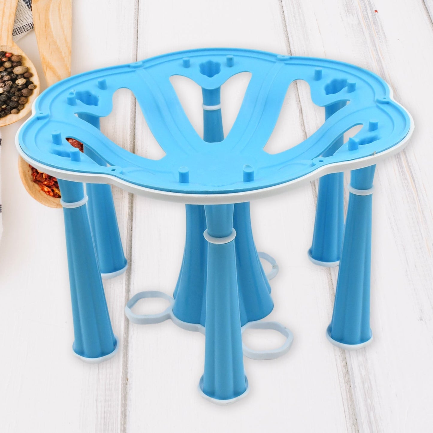 Miracle Plastic Glass Stand / Tumbler Holder / Glass Holder for Kitchen / Dining Table 6 Glasses Stand With 3 Pepper Salt (Moq : - 2 Pc) - infinityexculsivestore.com