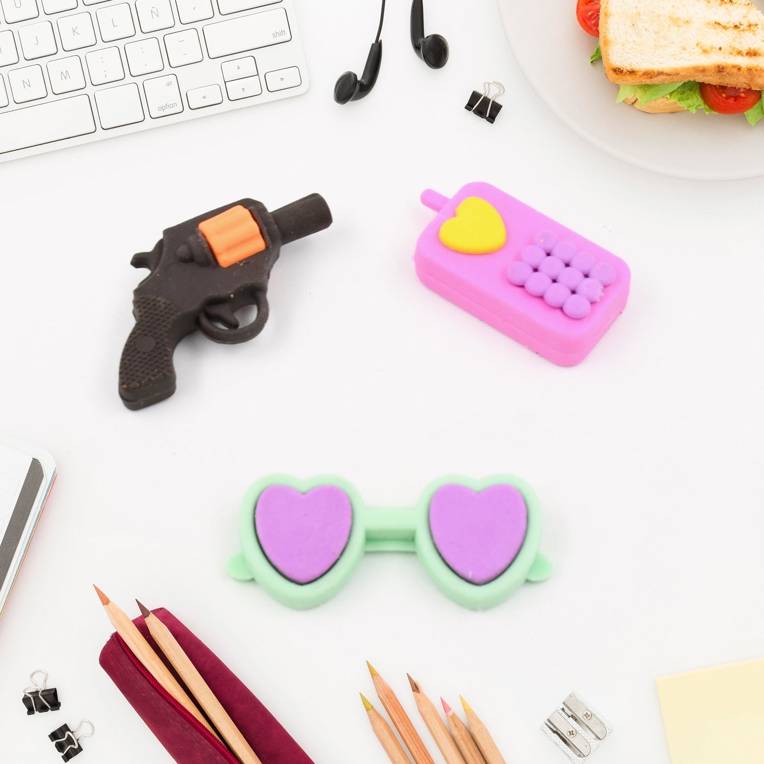 Mix Design 1 Set Fancy & Stylish Colorful Erasers for Children Different Designs & Mix, Eraser Set for Return Gift, Birthday Party, School Prize (1 Set) - infinityexculsivestore.com