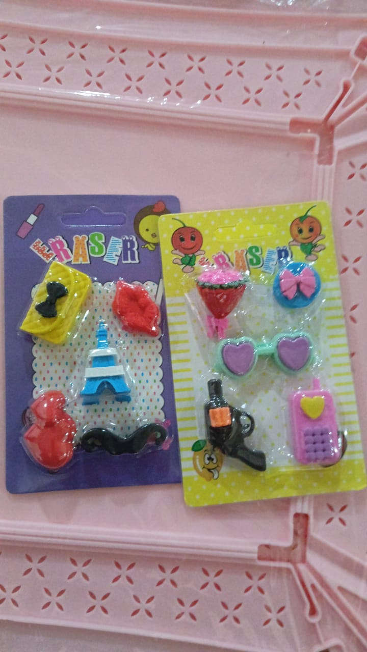 Mix Design 1 Set Fancy & Stylish Colorful Erasers for Children Different Designs & Mix, Eraser Set for Return Gift, Birthday Party, School Prize (1 Set) - infinityexculsivestore.com