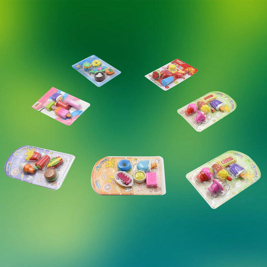 Mix Design 1Set Fancy & Stylish Colorful Erasers for Children Different Designs & Mix, Eraser Set for Return Gift, Birthday Party, School Prize (1Set) - infinityexculsivestore.com