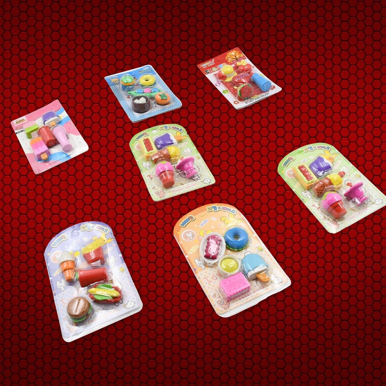 Mix Design 1Set Fancy & Stylish Colorful Erasers for Children Different Designs & Mix, Eraser Set for Return Gift, Birthday Party, School Prize (1Set) - infinityexculsivestore.com