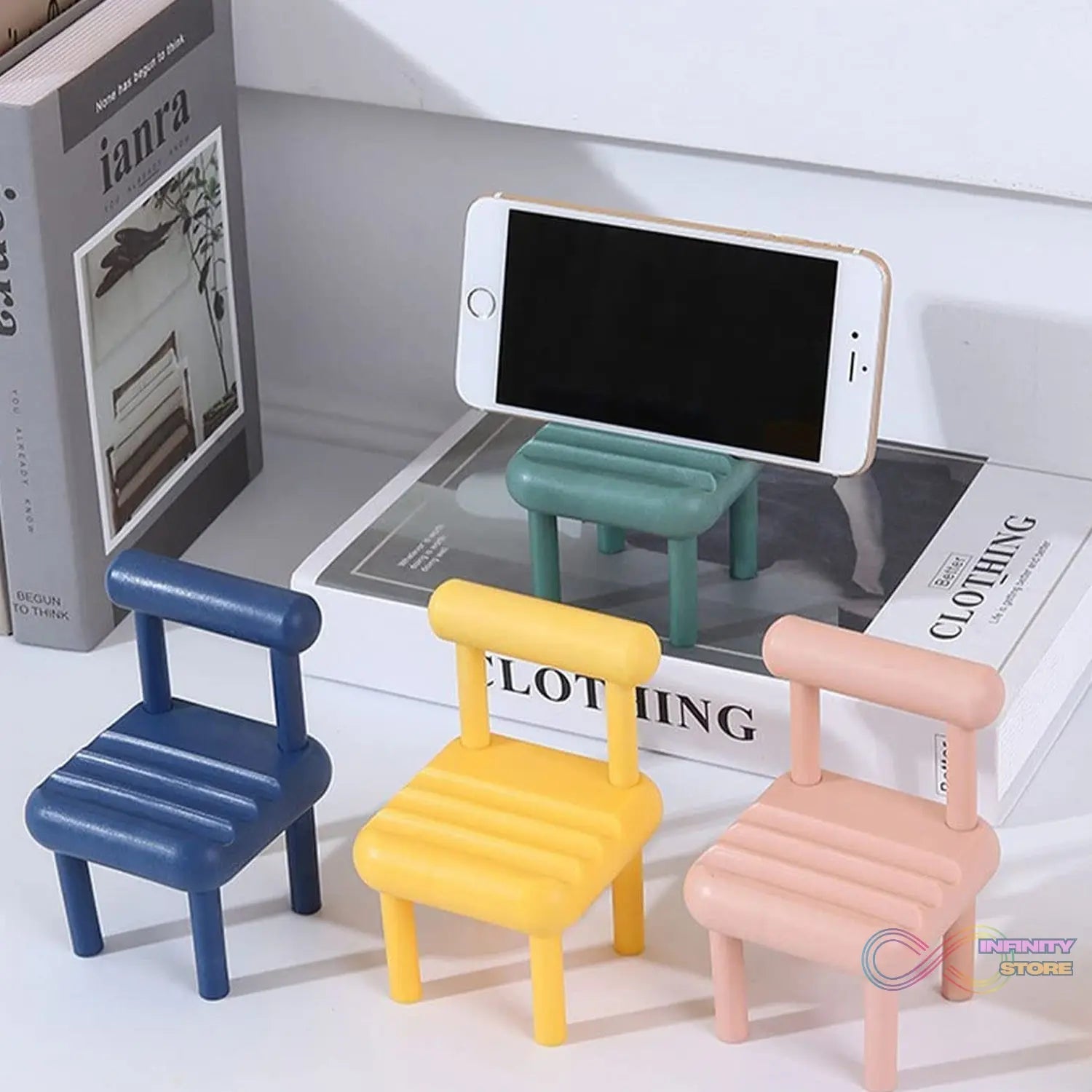 Mobile Phone Holder, Mini Chair Cell Phone Stand, Portable Smartphone Dock, Cellphone Holder for Desktop Design Compatible with All Mobile Phones (1 Pc) - infinityexculsivestore.com