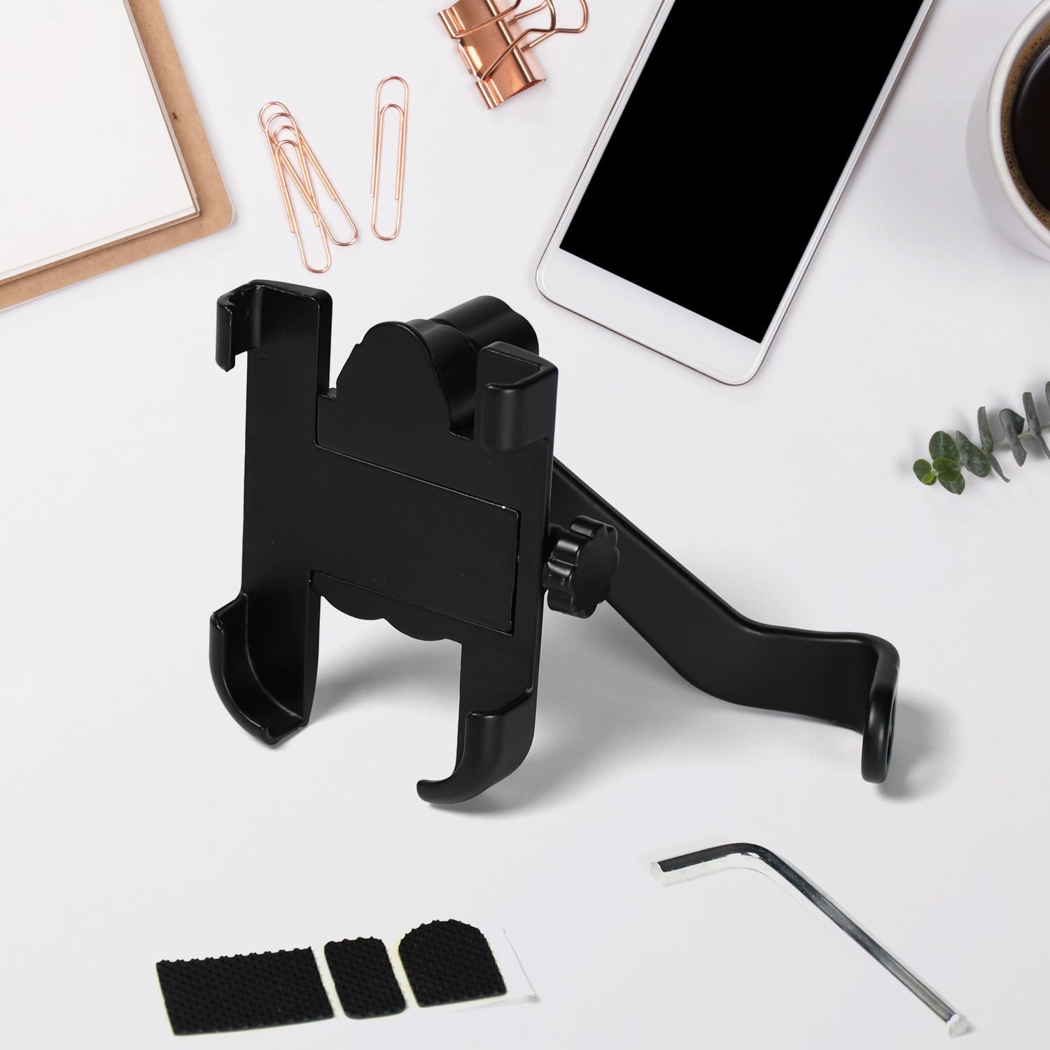 Mobile Phone Holder With Easy Adjustable Rear View Mirror Mount Solid Metal Cradle Stand Suitable for Bike & Mobile Phones - infinityexculsivestore.com