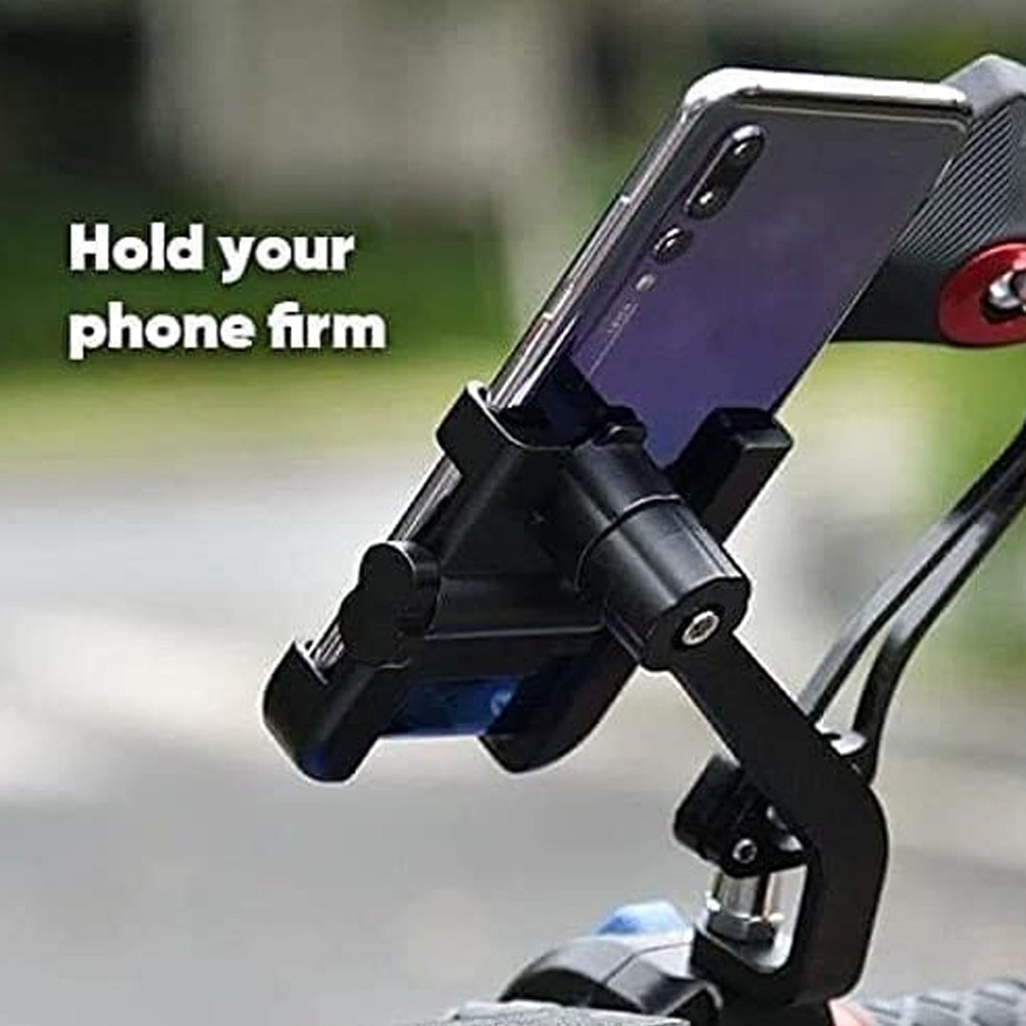 Mobile Phone Holder With Easy Adjustable Rear View Mirror Mount Solid Metal Cradle Stand Suitable for Bike & Mobile Phones - infinityexculsivestore.com