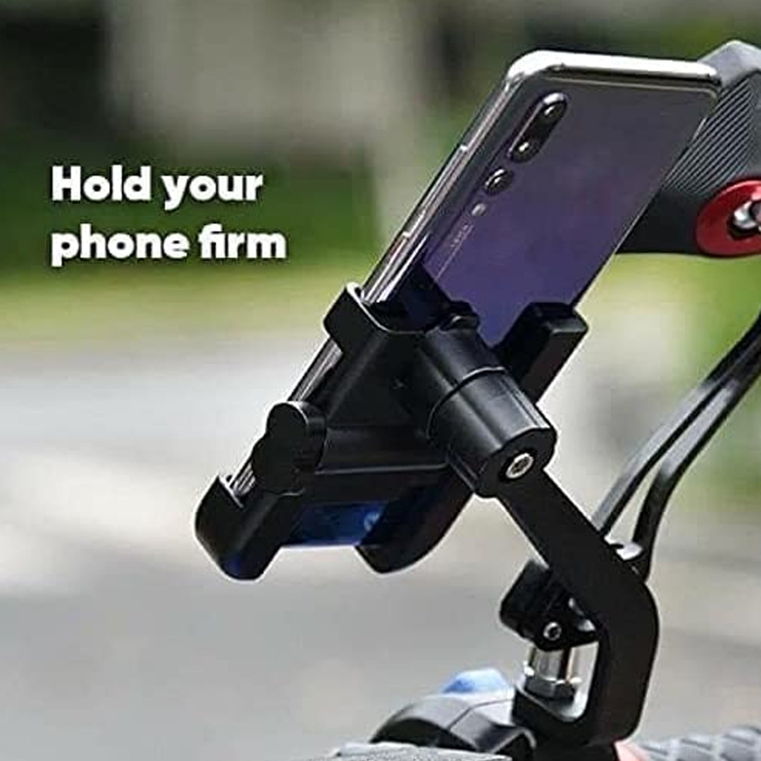 Mobile Phone Holder With Easy Adjustable Rear View Mirror Mount Solid Metal Cradle Stand Suitable for Bike & Mobile Phones - infinityexculsivestore.com