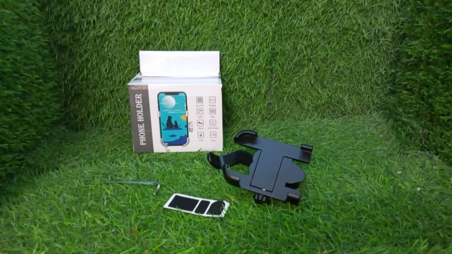 Mobile Phone Holder With Easy Adjustable Rear View Mirror Mount Solid Metal Cradle Stand Suitable for Bike & Mobile Phones - infinityexculsivestore.com